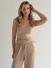 Modal Suit pants and tank top with straps beige