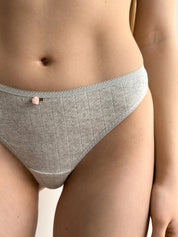 Lingerie Thongs Light Gray Ribbed