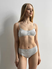Lingerie Briefs Light Gray Ribbed