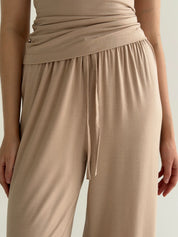 Modal Suit pants and tank top with straps beige