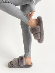 Rib knitwear Long sleeve suit and leggings gray