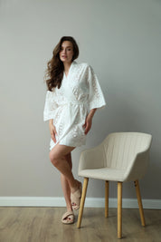 Kimono bathrobe with large flower print