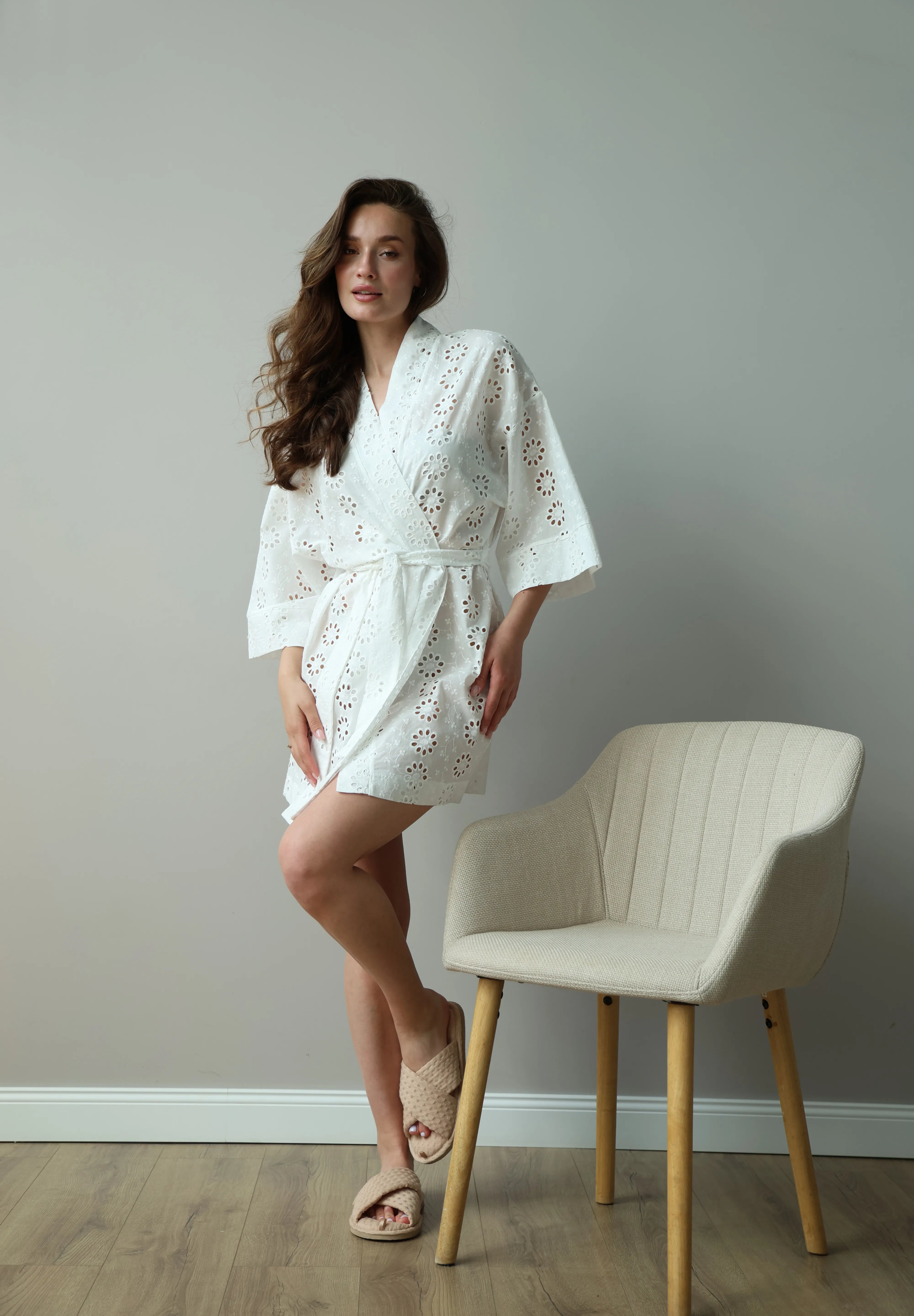 Kimono bathrobe with large flower print