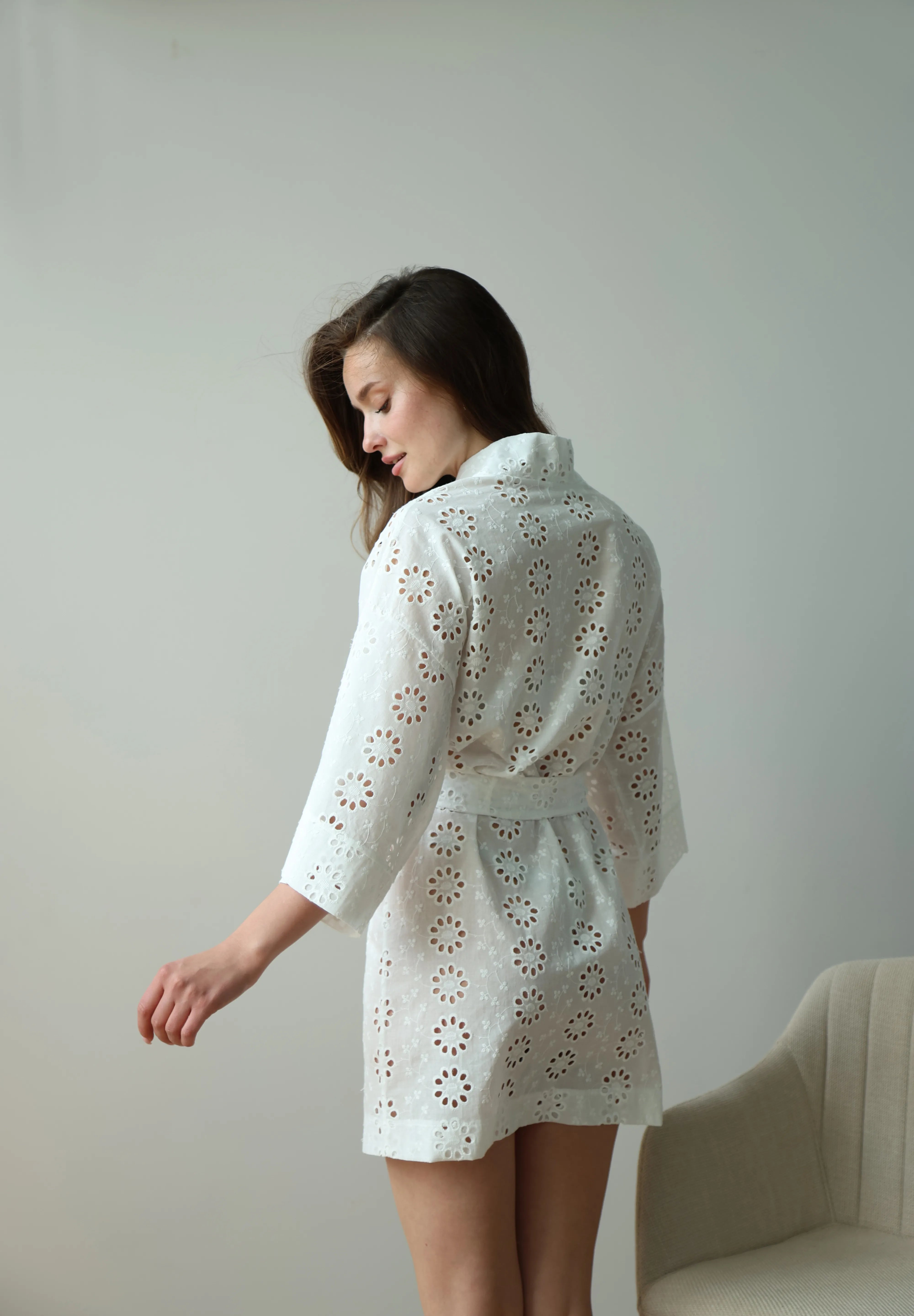 Kimono bathrobe with large flower print
