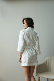 Kimono bathrobe with large flower print