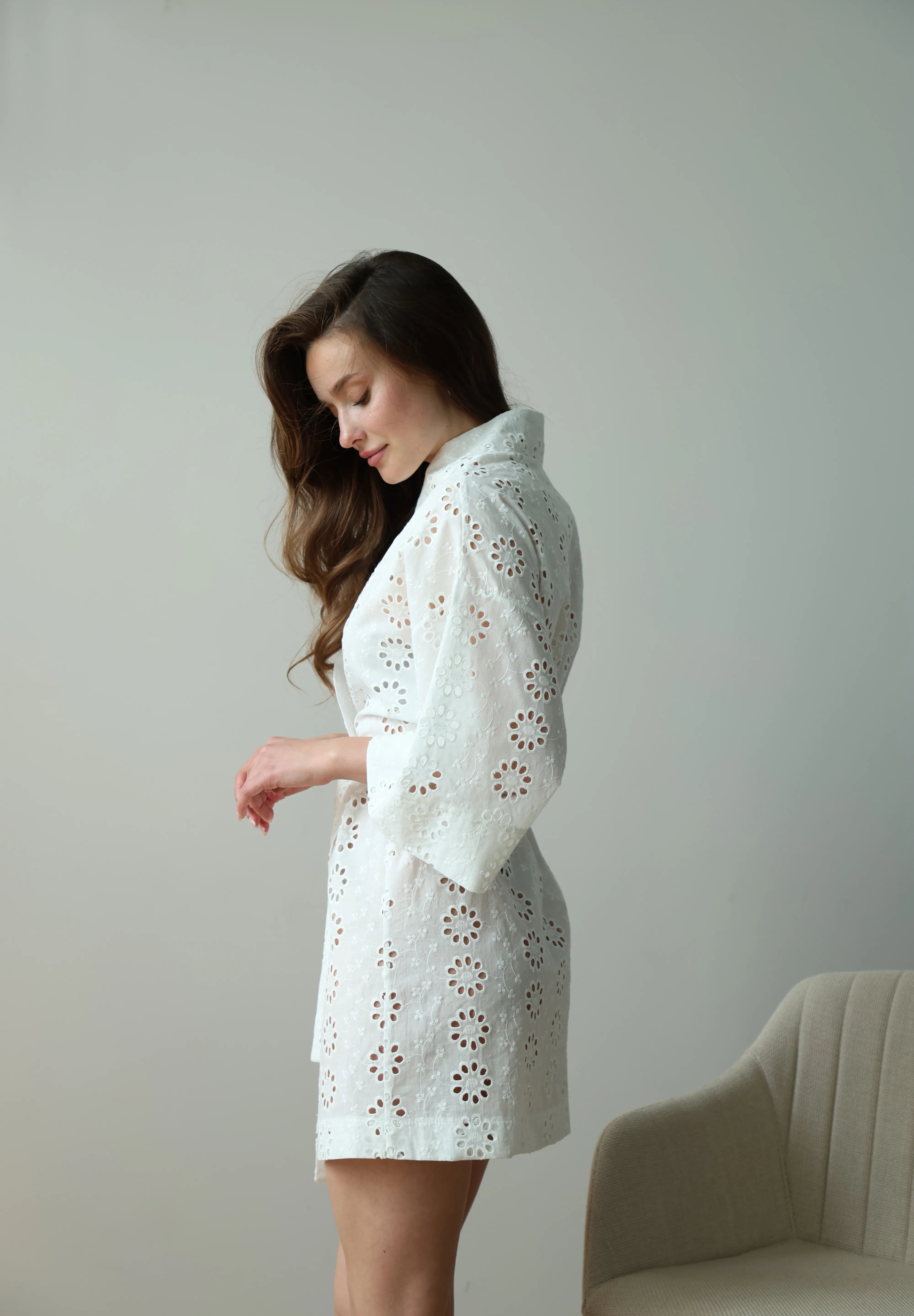 Kimono bathrobe with large flower print