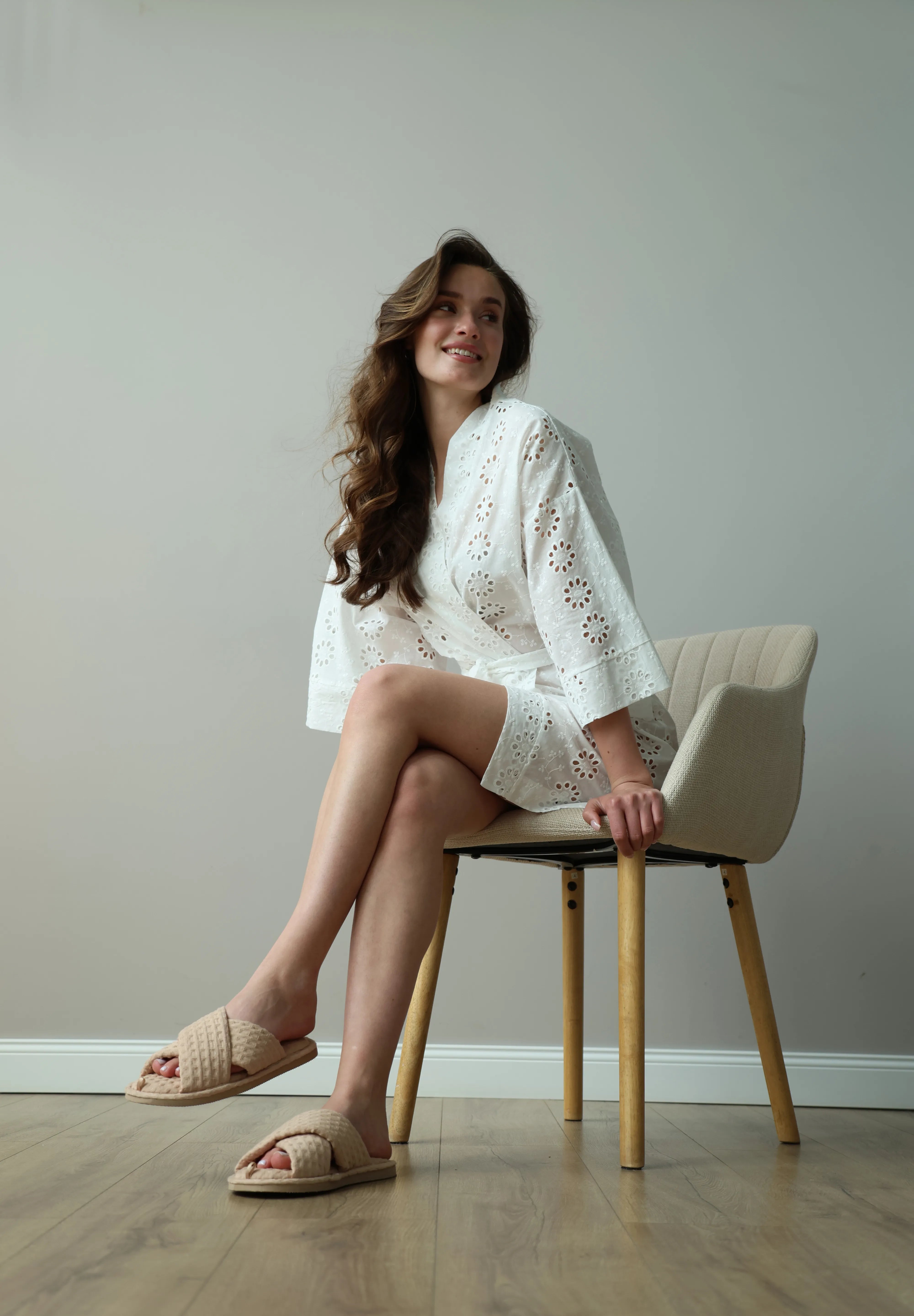 Kimono bathrobe with large flower print