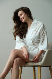 Kimono bathrobe with large flower print