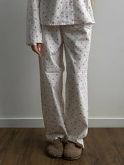 Flannel pajama set white "rose"