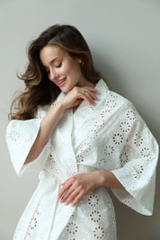 Kimono bathrobe with large flower print