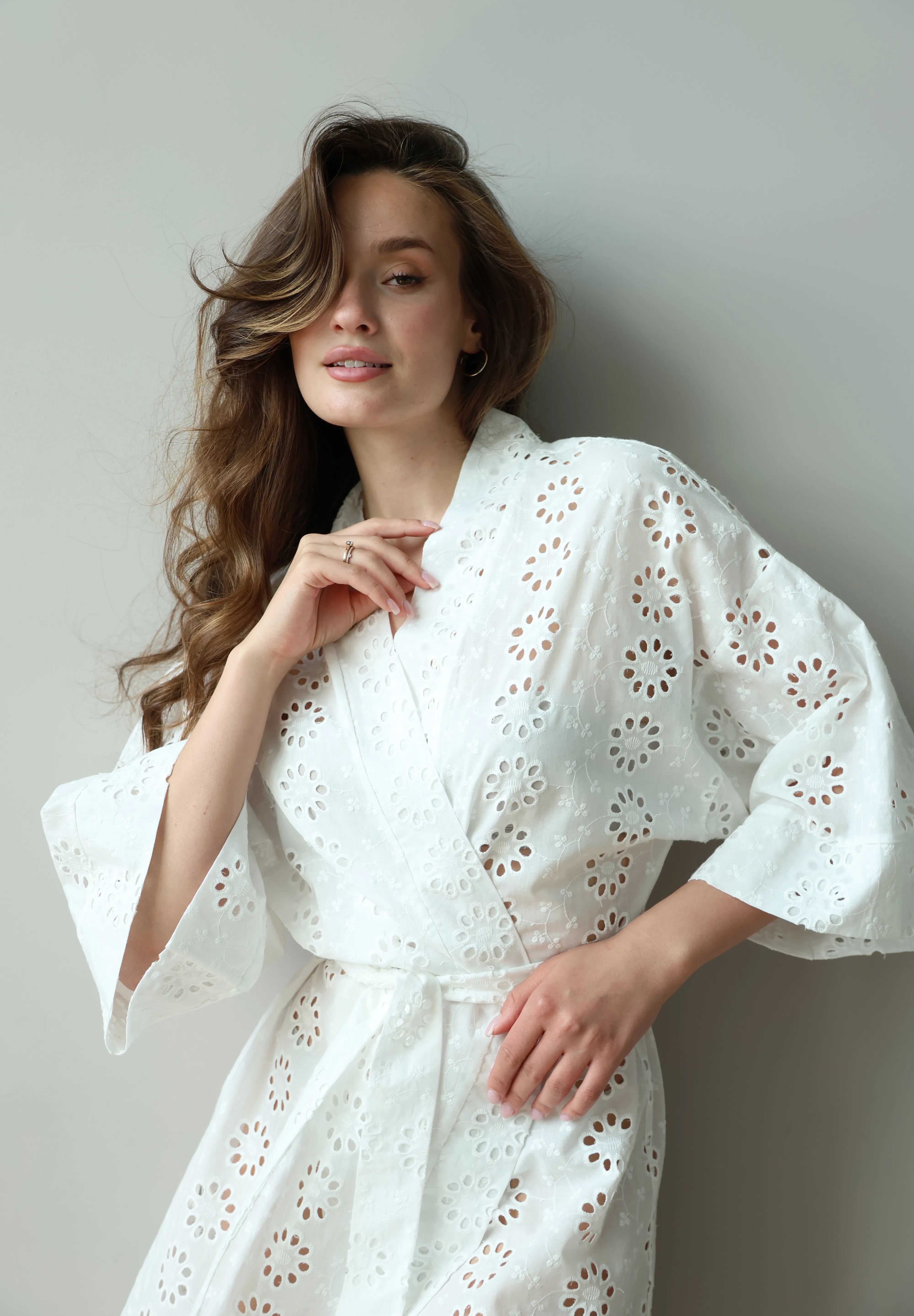 Kimono bathrobe with large flower print