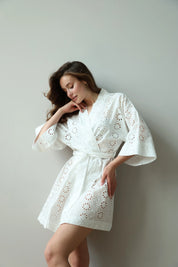 Kimono bathrobe with large flower print