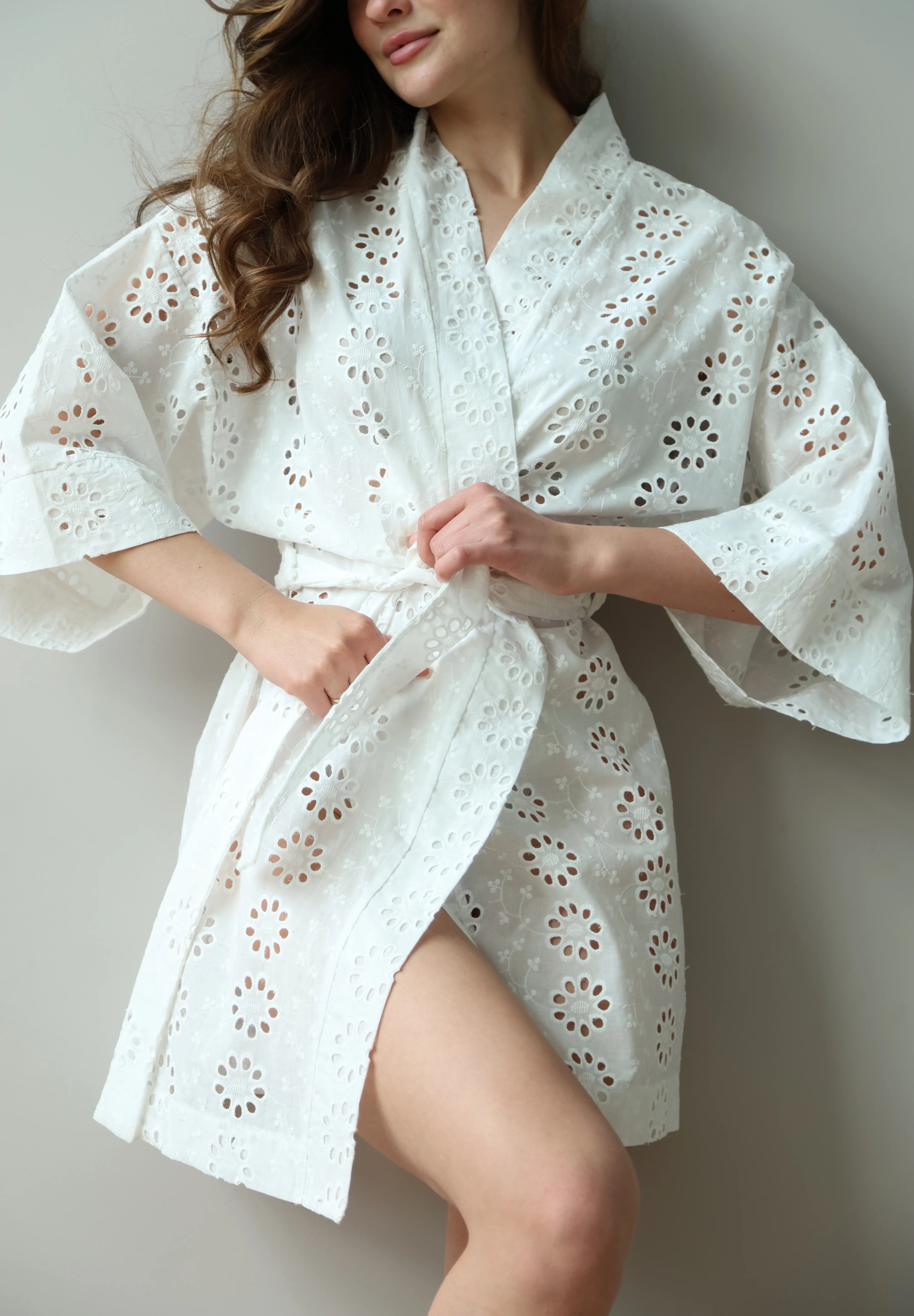 Kimono bathrobe with large flower print