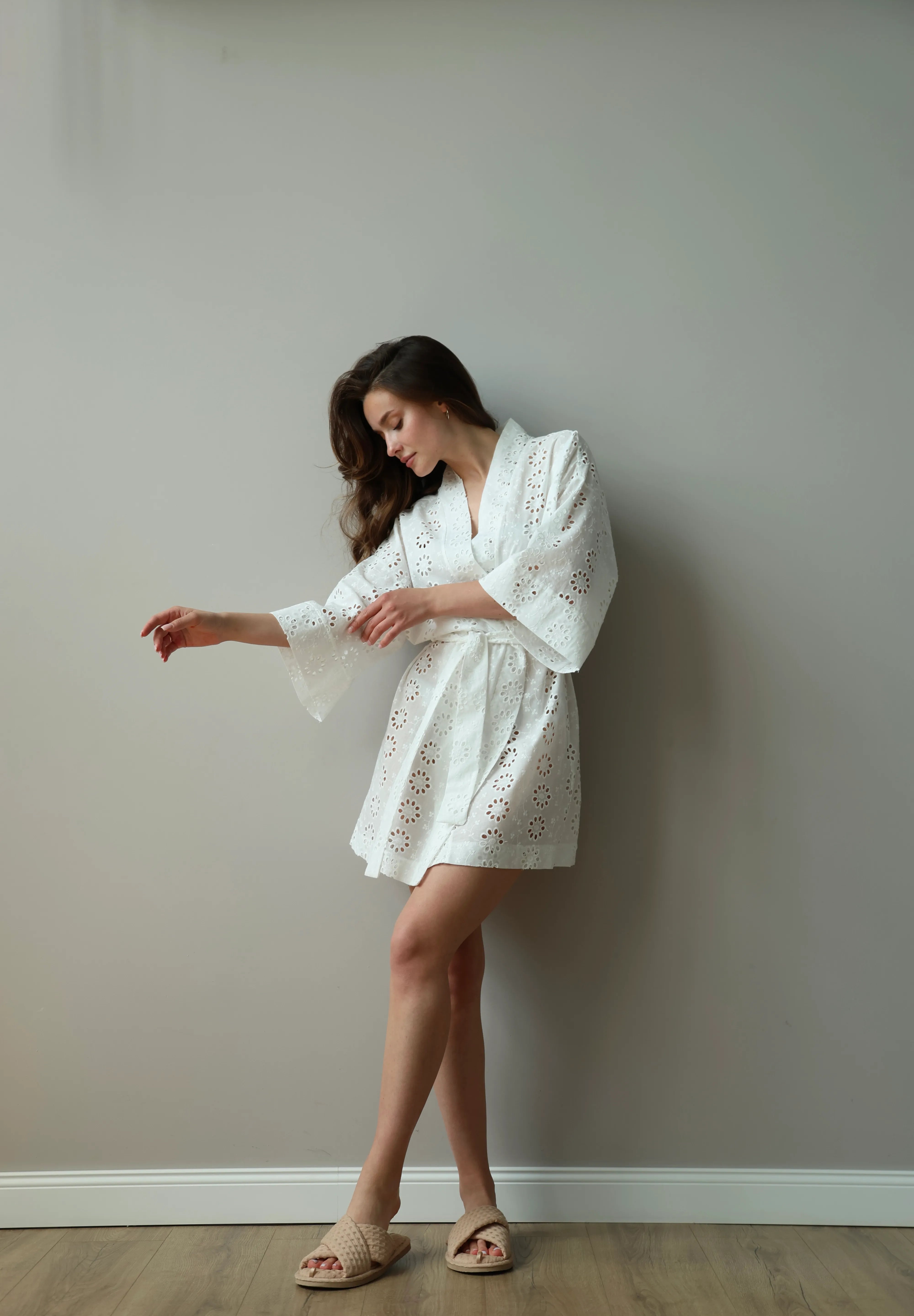 Kimono bathrobe with large flower print