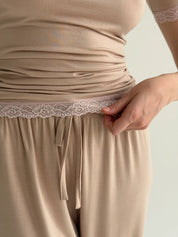 Modal suit T-shirt and pants beige