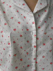 Flannel pajama set white "rose"