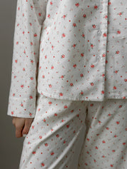 Flannel pajama set white "rose"