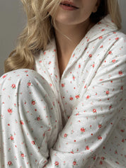Flannel pajama set white "rose"