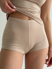 Modal set of strappy top and mini shorts beige