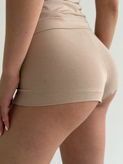 Modal set of strappy top and mini shorts beige