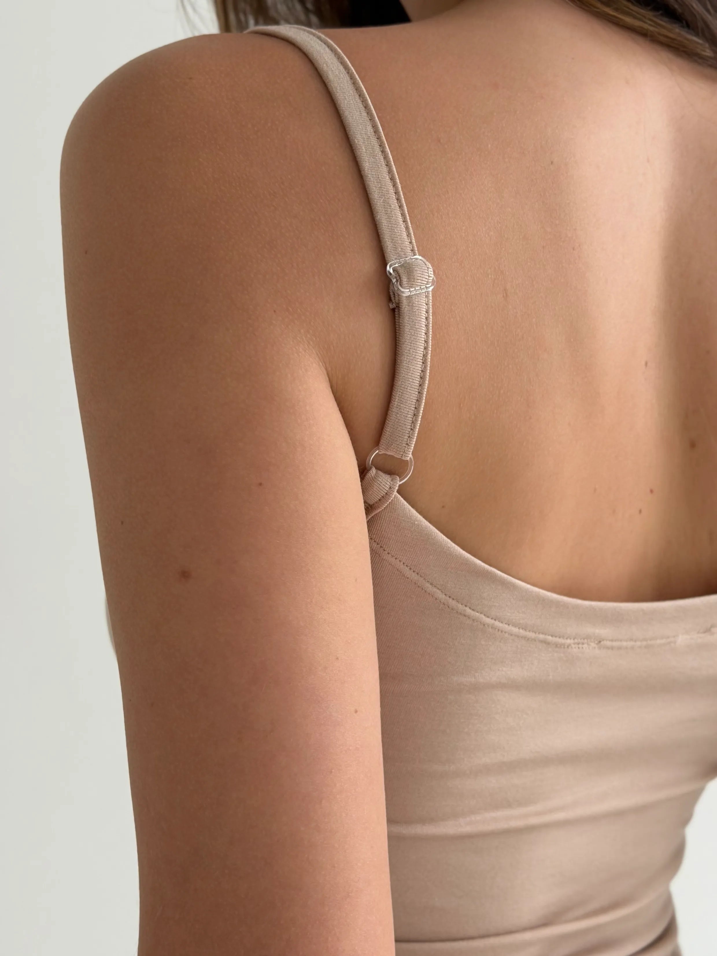 Modal set of strappy top and mini shorts beige