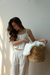 Pants Mono brocade openwork design "flower"
