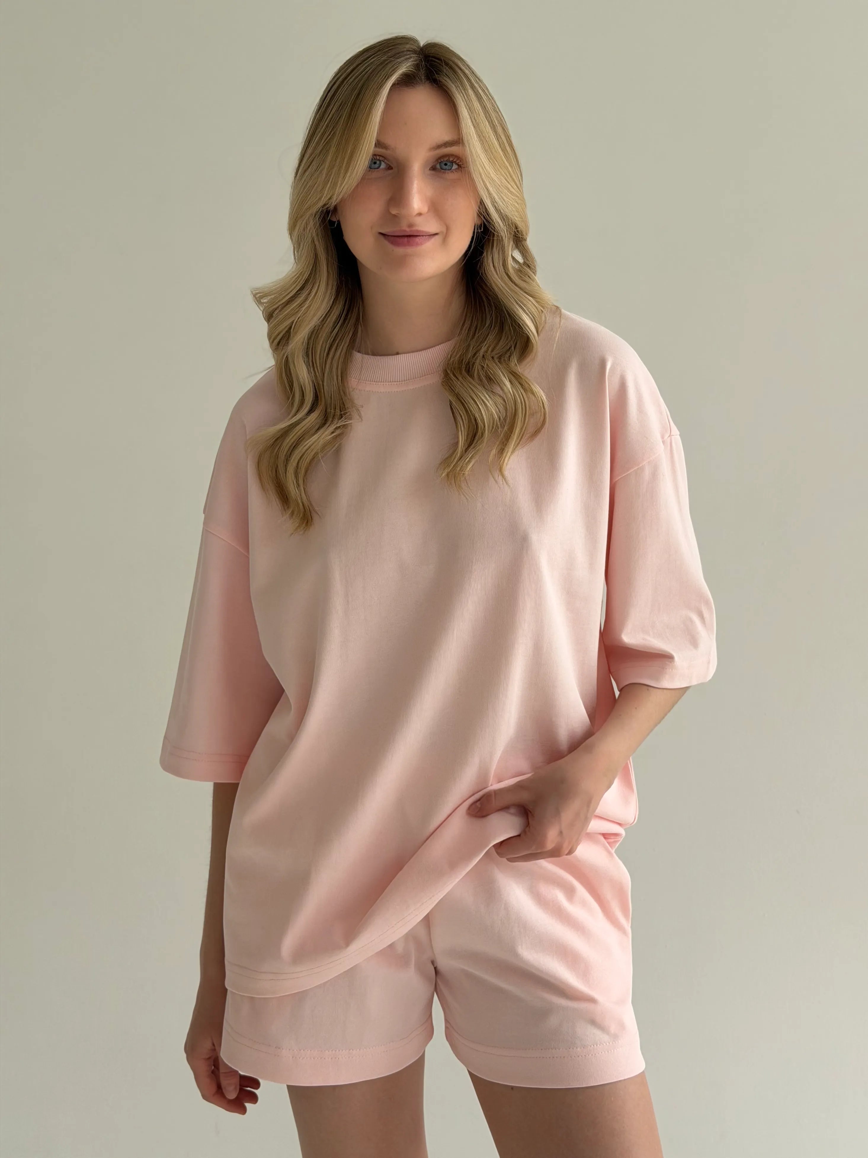 Knitwear Suit T-Shirt and Shorts pink