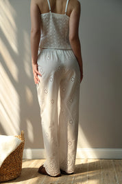 Pants Mono brocade openwork design "flower"