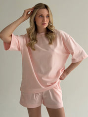 Knitwear Suit T-Shirt and Shorts pink