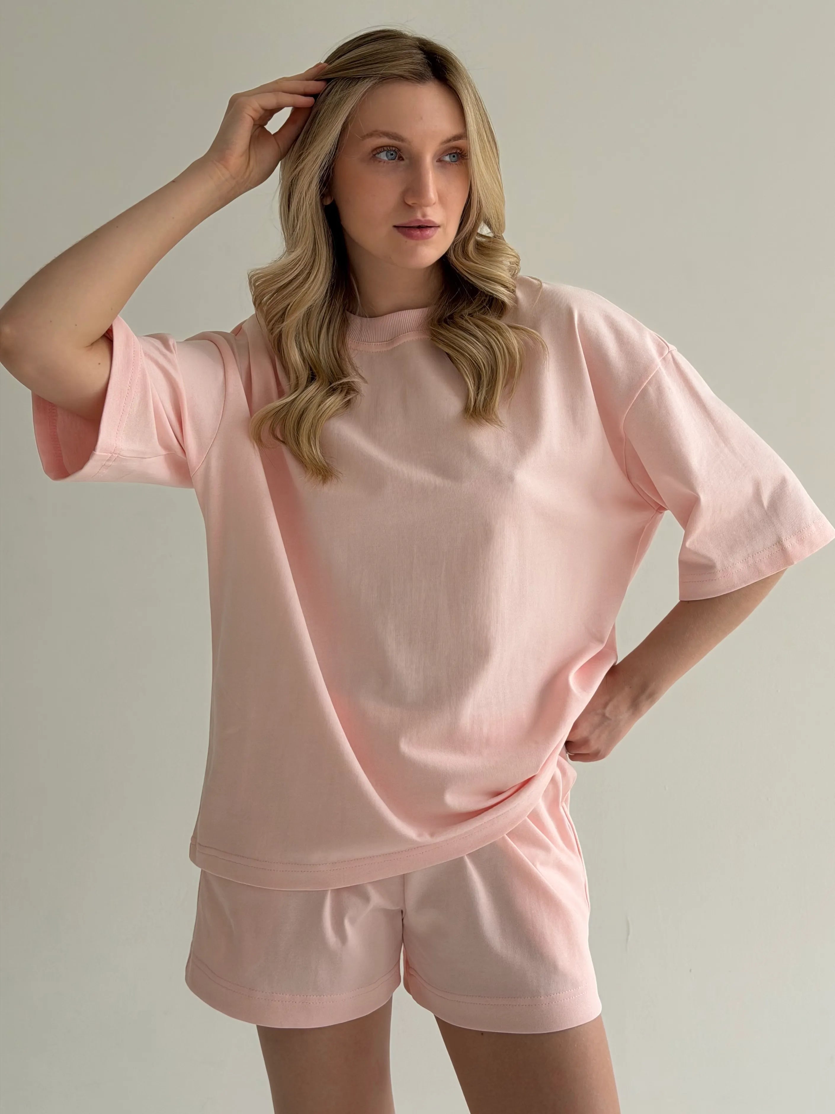 Knitwear Suit T-Shirt and Shorts pink