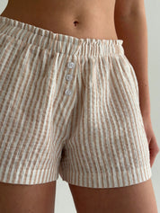 Mono shorts with a muslin gusset, beige stripe