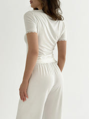 Modal T-shirt and pants suit milky