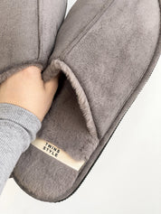 Men's slippers HS-LUX suede with fur gray