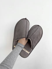 Men's slippers HS-LUX suede with fur gray