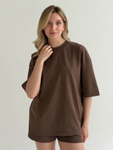 Knitwear Suit T-Shirt and Shorts Brown
