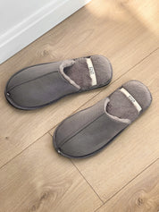 Men's slippers HS-LUX suede with fur gray