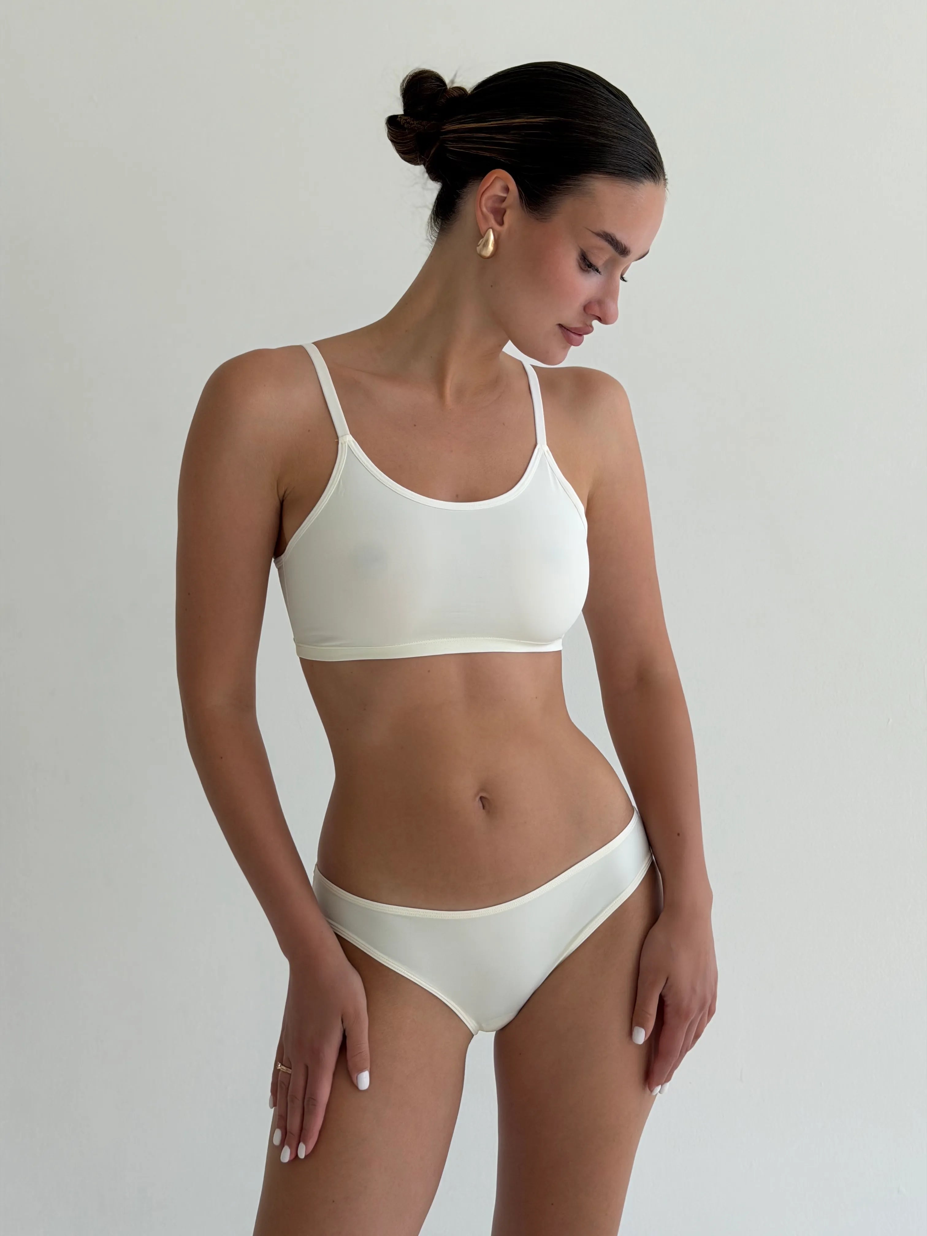 Silky microfiber lingerie top milk
