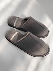 Men's slippers HS-LUX suede with fur gray