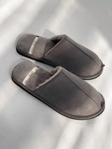 Men's slippers HS-LUX suede with fur gray