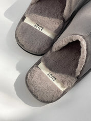 Men's slippers HS-LUX suede with fur gray