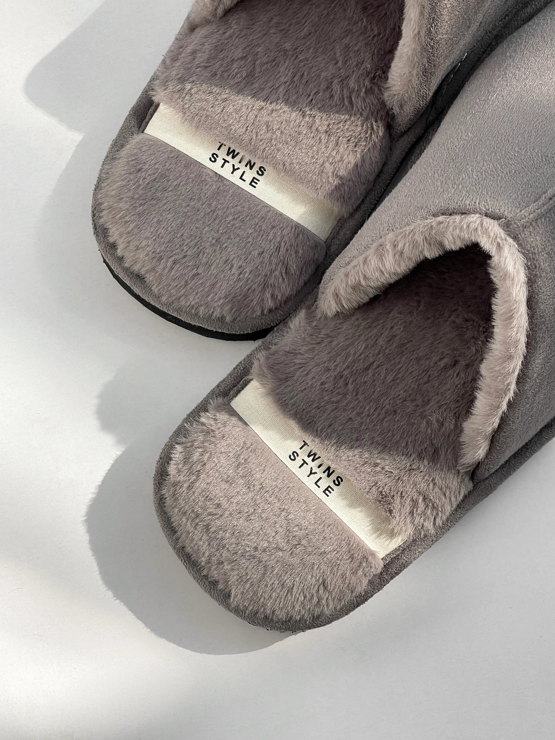 Men's slippers HS-LUX suede with fur gray