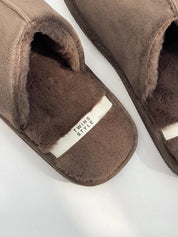 Men's slippers HS-LUX suede with fur brown