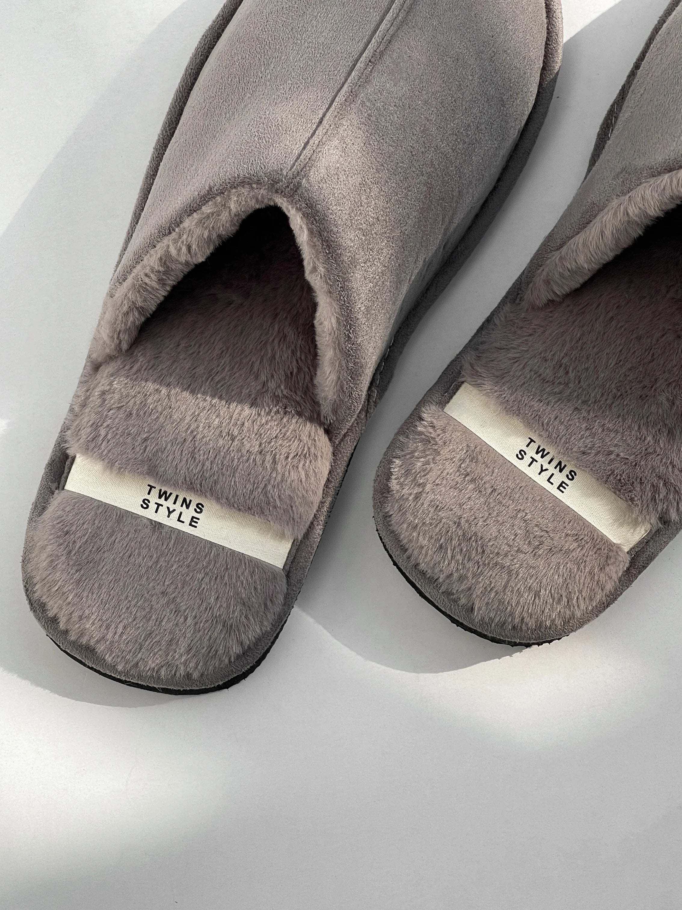 Men's slippers HS-LUX suede with fur gray