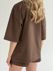 Knitwear Suit T-Shirt and Shorts Brown