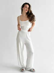 Modal Suit pants and tank top with straps milky