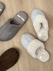 Women's slippers HS-LUX suede light gray