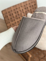 Men's slippers HS-LUX suede with fur gray