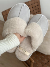 Women's slippers HS-LUX suede light gray