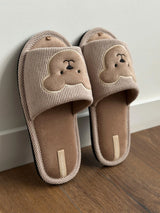 Women's slippers HS-VL beige with teddy bear embroidery