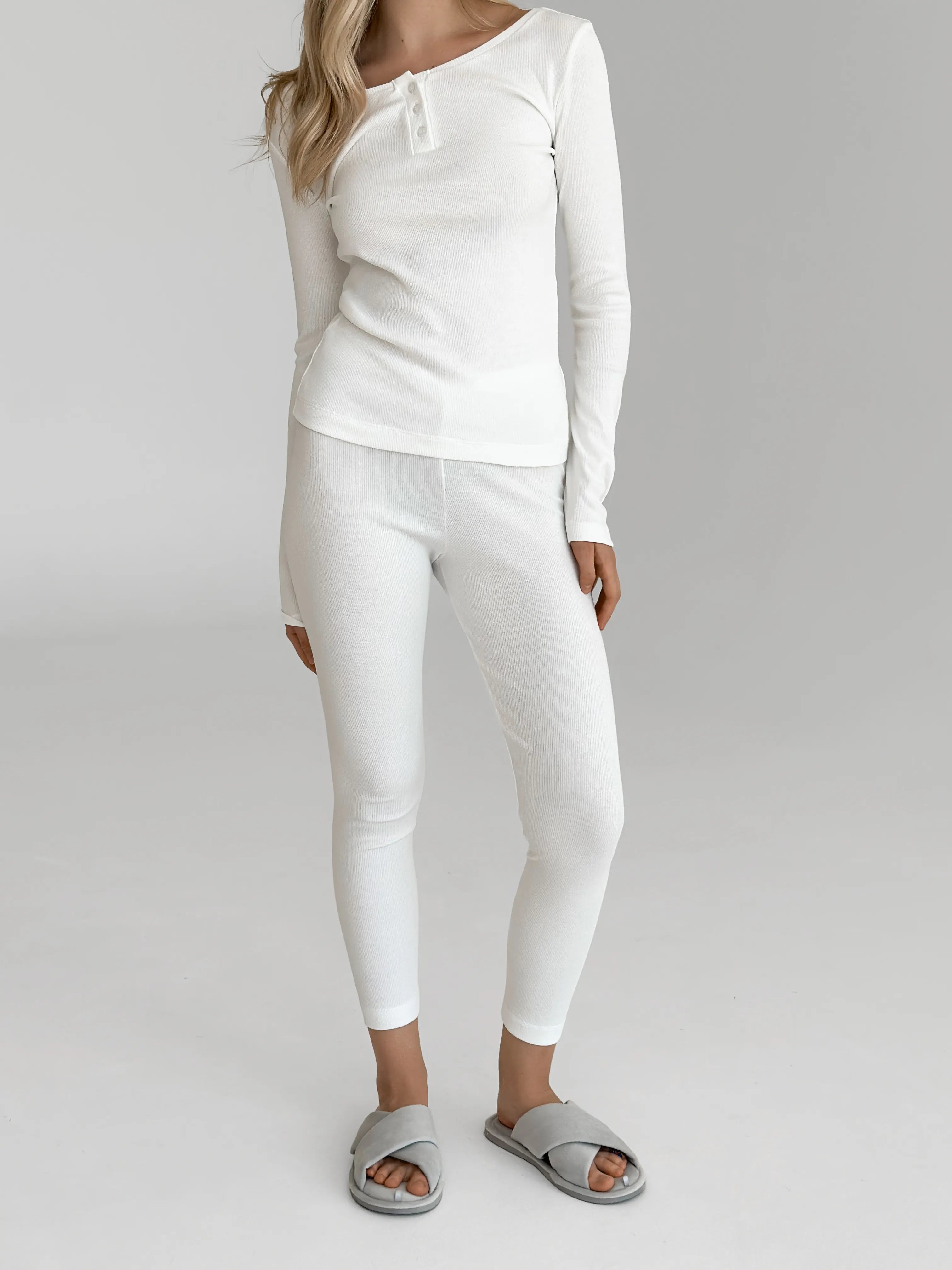 Leggings rib knit milky